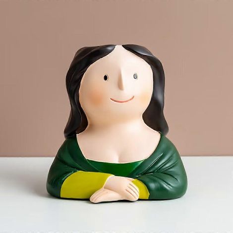 Porte-stylo Mona Lisa en résine, cendrier, pot de fleurs, support de bureau, statue de la Joconde, organisateur de bureau, porte-pinceaux de maquillage, rangement pour stylos, décoration intérieure (1/5)