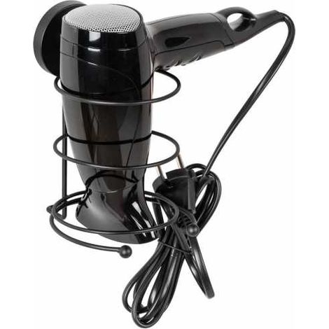 WENKO Supporto da parete per asciugacapelli Milazzo, porta asciugacapelli da parete senza foratura "Vacuum Loc Plus", riposizionabile senza lasciare tracce, stile loft, acciaio verniciato, 11,5x17,5x1 (1/5)
