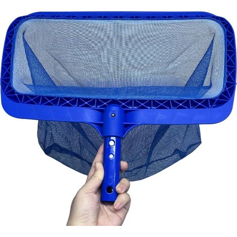Accessoires de piscine (Bleu) Râteau à feuilles pour piscine, grand sac profond, cadre renforcé, épuisette avec poignée amovible (1/4)