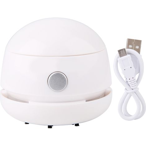 Aspirateur de bureau portable rechargeable mini blanc collecteur de poussière sans fil nettoyage (1/5)