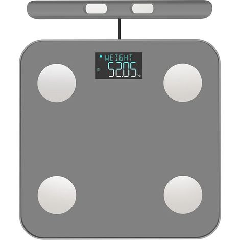 Balance connectée de fitness mesurant la masse grasse, professionnelle à 8 électrodes, avec annonce vocale des mesures et fonction de rapport imprimable. (1/5)