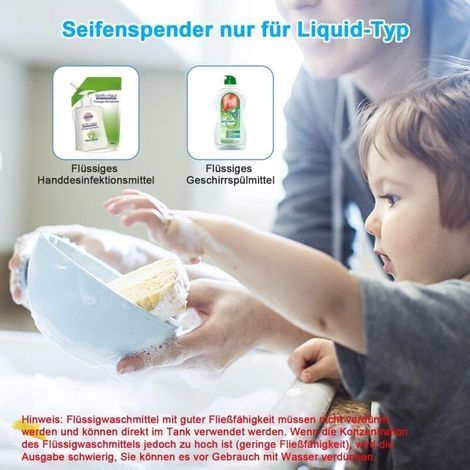 Automatischer Handdesinfektionsmittelspender, 300-ml-Seifenspender mit USB-Aufladung, IPX4 wasserdichter automatischer Seifenspender für Küche und Bad (1/2)
