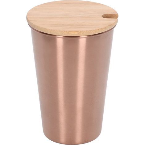 Chope à bière en acier inoxydable avec couvercle - 500 ml, gobelet à simple paroi pour apéro en extérieur - Or rose