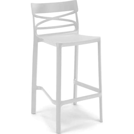 Domo Mea Sgabello Flow alto bianco in tecnopolimero 49,5x51x101 cm resistente (1/4)