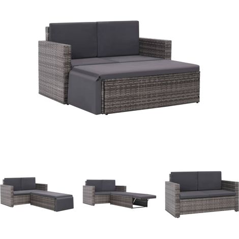 Rattan - vidaXL 2-tlg. Garten-Lounge-Set mit Auflagen Poly Rattan Grau - Gartenmöbel (1/5)