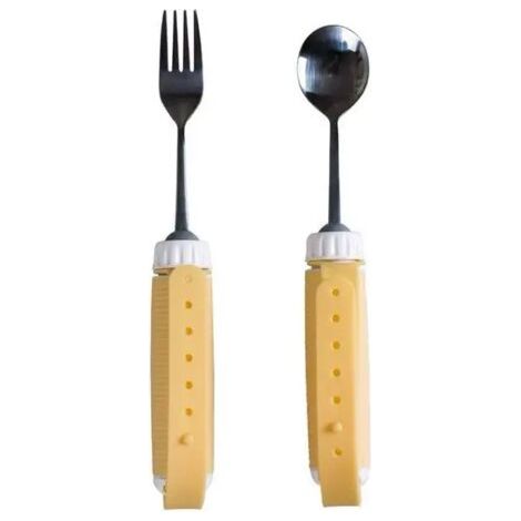 Kit d'ustensiles rotatifs pour repas, 2 pièces, cuillère et fourchette pour personnes âgées et handicapées, ustensiles pour repas pour personnes à mobilité réduite (1/5)