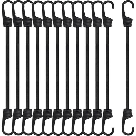Bardusch-12 tendeurs élastiques résistants de 30 cm avec crochets, pour sécuriser bagages, motos et campements (1/5)