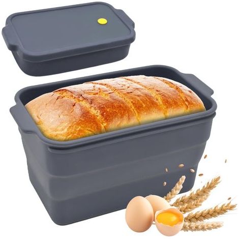 Moule Pain de Mie en Silicone avec Couvercle, Moule à Cake Flexible Antiadhésive Sans BPA, Pliable Résistant à la chaleur aux Pâtisseries, Pains, Gâteaux, Four, Micro-ondes (23 × 13 cm) (1/5)