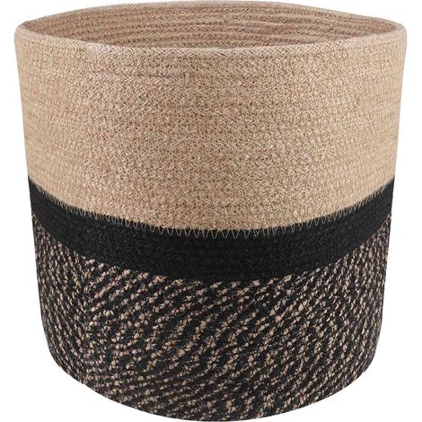 vidaXL Plant Pot Set 2 pcs Natural and Black Ø 28 x 28 cm