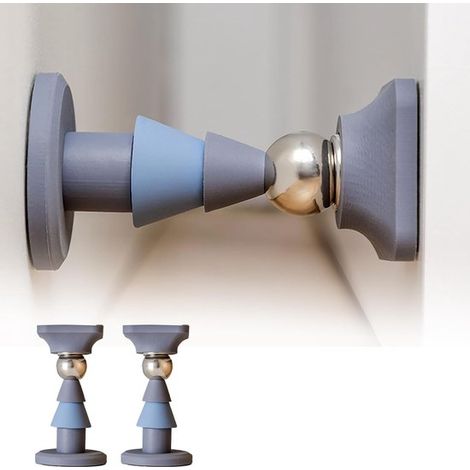 Butée de porte magnétique - Amortisseur de porte - Butée de porte magnétique - Acier inoxydable robuste - Fixation murale et au sol - 2 pièces - Idéal pour camping-cars, caravanes, bateaux, intérieur  (1/5)
