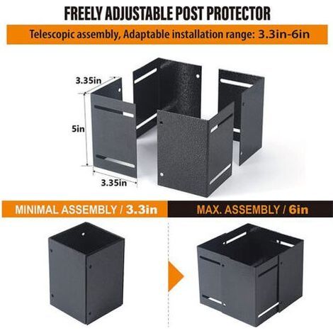 Protecteur de poteau réglable 8,4 à 15,2 cm Protection contre la pluie et l'érosion Pour boîtes aux lettres, terrasses, clôtures (1/5)