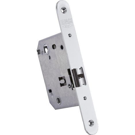 Poignée de porte W170 RHN, façade ronde, finition nickel, entrée 70 mm, serrure de porte intérieure et extérieure, sécurité, anti-crochetage, serrure, système antivol, poignée, fermeture (1/2)
