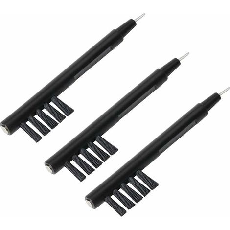 5pcs Brosse de nettoyage d'aide auditive avec boucle de cire et aimant (noir) (1/4)