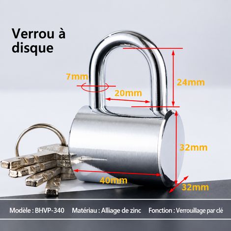 Cadenas de sécurité en acier étanche BHVP440 avec 4 clés bhvp440-4 7,5 × 5,5 × 3,7 cm 249 g – Livraison gratuite