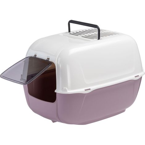 Bac Litiere pour Chat, Maison de toilette pour Chat, 2 filtres à charbon actif anti-odeur inclus, Porte battante obscurcie, 39,5 x 52,5 x h 38 cm, Grand bac à litière, Glycine (1/5)