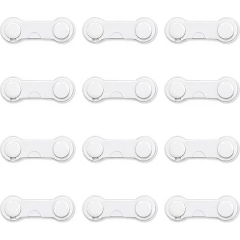 12 Pièces Bloque Tiroir Sécurité Enfant, Sécurité Placard Bébé Sans Perçage, Bloque Porte Bébé avec Adhésif Puissant, Protection Placard et Porte pour Réfrigérateur, Armoires, Fenêtres, Blanc (1/5)