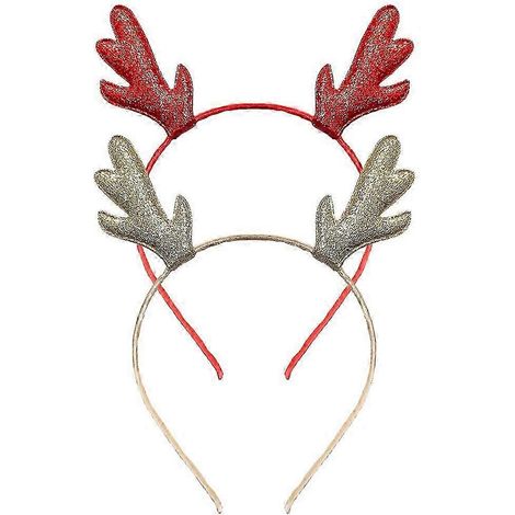 Neue, passende Glitzer-Rentiergeweih-Haarreifen, Weihnachtshaarband, Hirschhaarreif, Dekoration für Feiertage, Partys, Cosplay, Kostüm, süße Haaraccessoires, 2er-Pack (1/5)