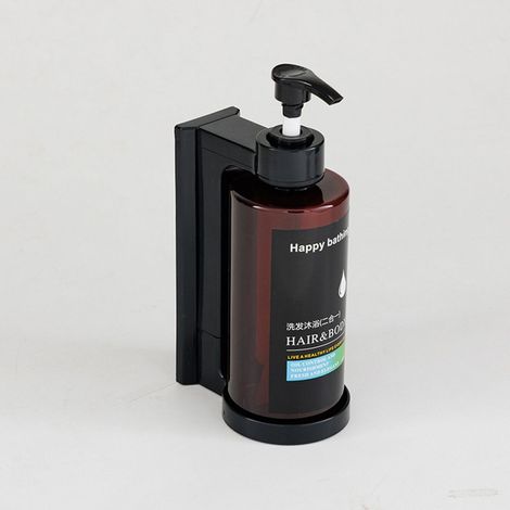 1 distributeur savon manuel mural, shampoing et gel douche, bouteilles séparées, finition brun mat, salle de bain et hôtel