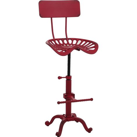 Sgabello da bar HHG-974, sgabello da banco, poggiapiedi girevole regolabile in altezza metallo industriale, rosso