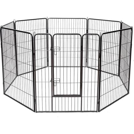Espace sécurisé parc pour chien 8 panneaux en métal pliable avec porte, clôture robuste 40 pouces pour animaux (1/5)
