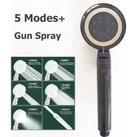(Douche à main Black-b) Ensemble de douche de plafond à grand panneau de 30 cm (12 pouces) et à débit élevé, 4 modes, haute pression, pommeau de douche de salle de bain (1/5)