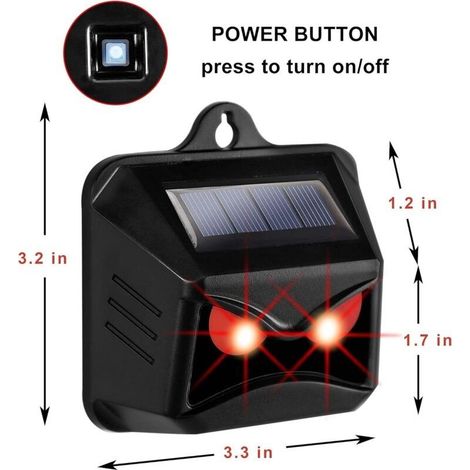 Répulsif solaire pour animaux sauvages – Protection contre ratons laveurs. cerfs. renards – Lumière LED rouge – Alimentation solaire