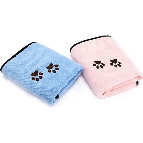 Serviette lot de 2 serviettes pour animaux de compagnie, serviette absorbante pour animaux de compagnie, serviette de bain pour animaux de compagnie Fournitures pour animaux de compagnie