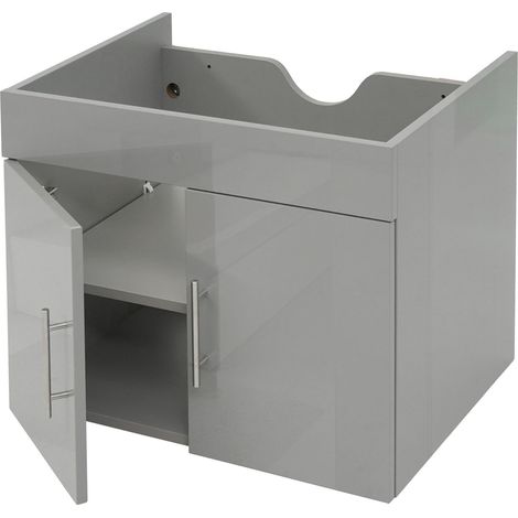 Meuble sous-lavabo HHG-236, meuble sous-lavabo meuble de salle de bain, brillant 60cm, gris