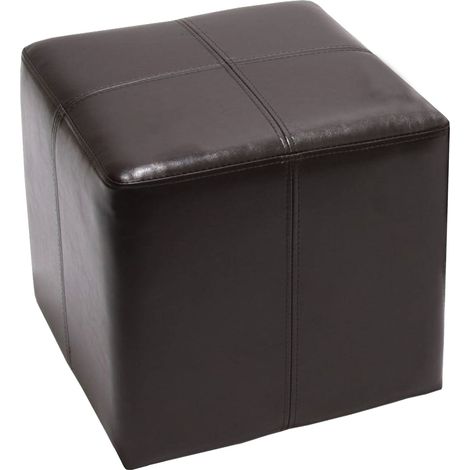 [NEUWERTIG] Sitzhocker Carrara, Leder + Kunstleder, 36x36x36cm MVG-zertifiziert braun