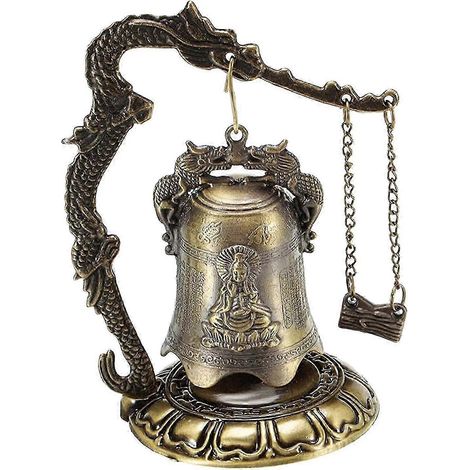 Cloche Feng Shui chinoise en bronze sculpté, style zen, d'inspiration tibétaine, ornée d'un dragon, pour bureau. Décoration porte-bonheur.-Buddha (1/5)