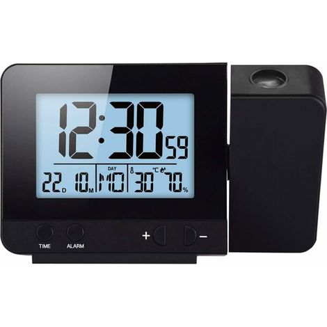 Horloge de projection numérique, gradateur de chevet Réveil Horloge de protection de la température avec fonction Snooze (gradateur B), 14,5  5  9,5 cm, Poids: 250 g (1/5)