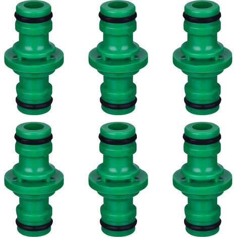 6 Pièces Double Connecteur de Tuyaux Mâles Raccords de Tuyaux pour Rejoignez Le Tube de Tuyaux de Jardin (Vert) (1/5)