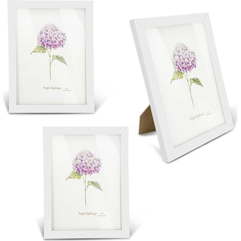 Cadre en bois blanc 15x20 cm, lot de 3 style scandinave épuré idéal décoration maison bureau, pour photos posters ambiance lumineuse suspension ou présentation sur table (1/5)