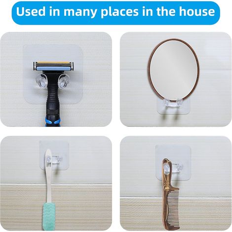 10pcs Crochet AdhéSif,Porte Rasoir,Support Rasoir,Porte Serviette Salle De Bain Mural,Crochets Support Rasoir TéLéPhone De Douche Crochets Muraux Sans Dommage,Accessoires Salle De Bain