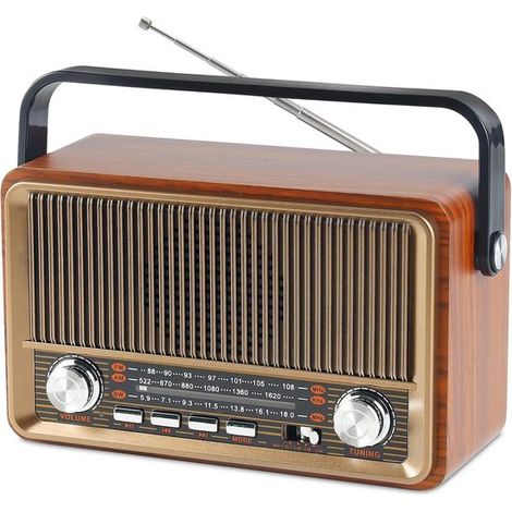 Radio rétro avec Bluetooth, radio valise nostalgique, petite, AM/FM/SW3, USB/TF/AUX, rechargeable, radio de cuisine, radio vintage pour la cuisine, le bureau, l'extérieur (1/5)