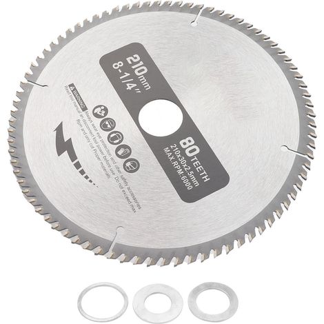[JAMAIS UTILISÉ]Lame de scie circulaire de 210 mm de longueur, 80 dents, alésage de 30 mm, avec 3 joints toriques (1/5)
