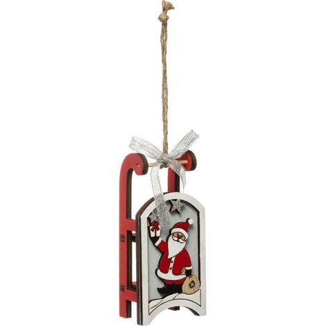 Paris Prix - Sujet De Noël luge Traîneau 11cm Rouge & Gris