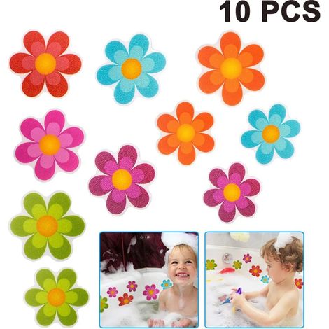 10 Stück Anti-Rutsch-Dusche Selbstklebend Anti-Rutsch-Aufkleber Dusche Wasserfest Badewannen-Rutschschutz Anti-Rutsch-Sticker Pads in Blumen-Formen für Kinder Badewanne Dusche Badezimmer (1/5)