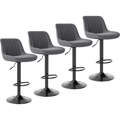 Barhocker 4er Set drehbar höhenverstellbar mit Lehne PU-Leder Dunkelgrau (1/5)