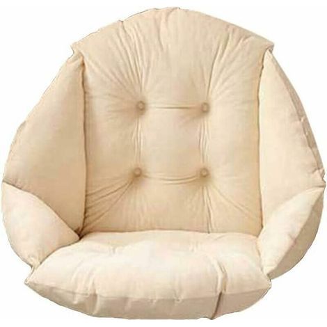 LAN Stuhlkissen 40 x 40 x 48 cm mit Rückenlehne, Schalensitz, weichem Samt, elastisch, wasserdicht, für Rattan- und Strohstühle, Gartenstühle, Beige (1/5)