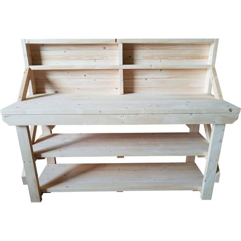 Acorn Wooden Workbench 7ft (210cm length) With back panel / Double shelf