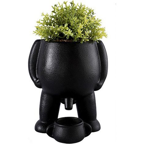 Planta robot suculenta con vientre negro grande, decoración creativa para macetas, vegetación artificial para uso en oficinas (1 unidad) (1/5)