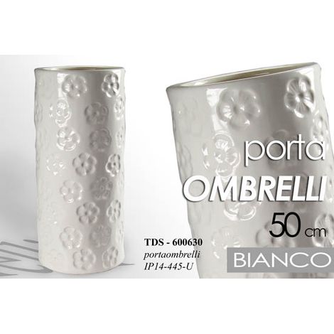Portaombrelli in ceramica bianco fiori design cm 50 h (1/2)