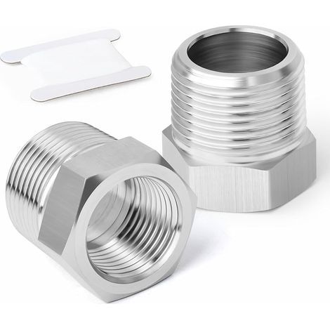 2 pcs 304 réducteur en acier inoxydable douille hexagonale, 1-3/4 "BSP réducteur de tuyau adaptateur convertisseur (1/5)