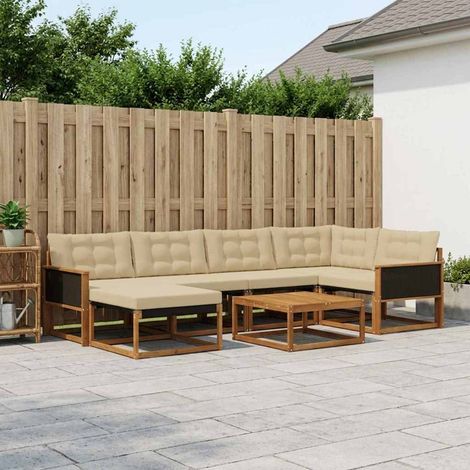 vidaXL Outdoor-Sofagarnitur 7 pcs Natur und Beige Massivholz Akazie (1/5)
