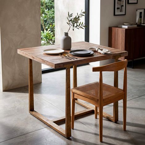 Mesa de comedor cuadrada para 2 personas Elowen de madera (1/5)