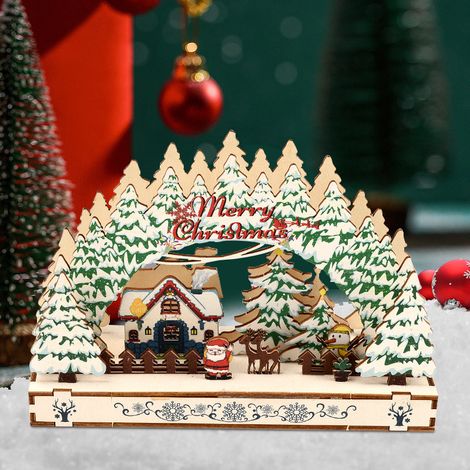 Handgefertigte, exquisite DIY-Weihnachtsfensterdekoration aus Holz für Zuhause, Typ 2 (1/5)