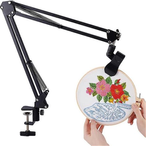 Schwarzes Sticktischständer-Set, Handstickständer mit 8-12 mm Löchern, faltbarer Ständer für Stickrahmen (1/5)