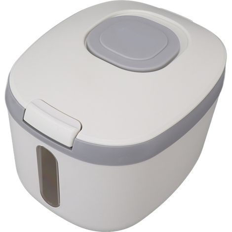 Boîte à riz hermétique, anti-insectes et inodore avec fenêtre transparente pour céréales, sucre et farine, gris moyen (10 kg/22 lb) (1/5)