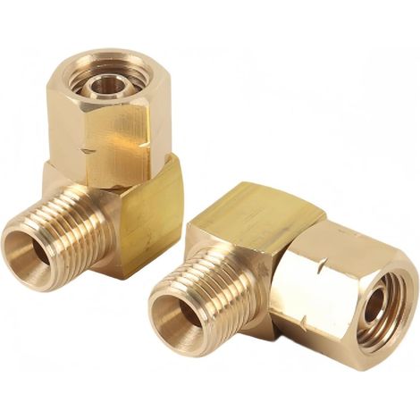 Lot de 2 raccords de gaz coudés 1/4 gauche 90 degrés en laiton adaptateur de gaz pour camping, angle de tuyau, camping-car (1/5)
